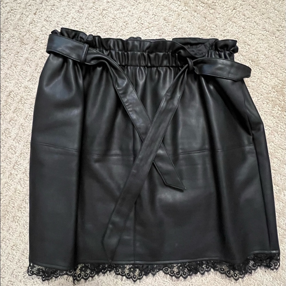 Zara Pleather skirt with lace detail